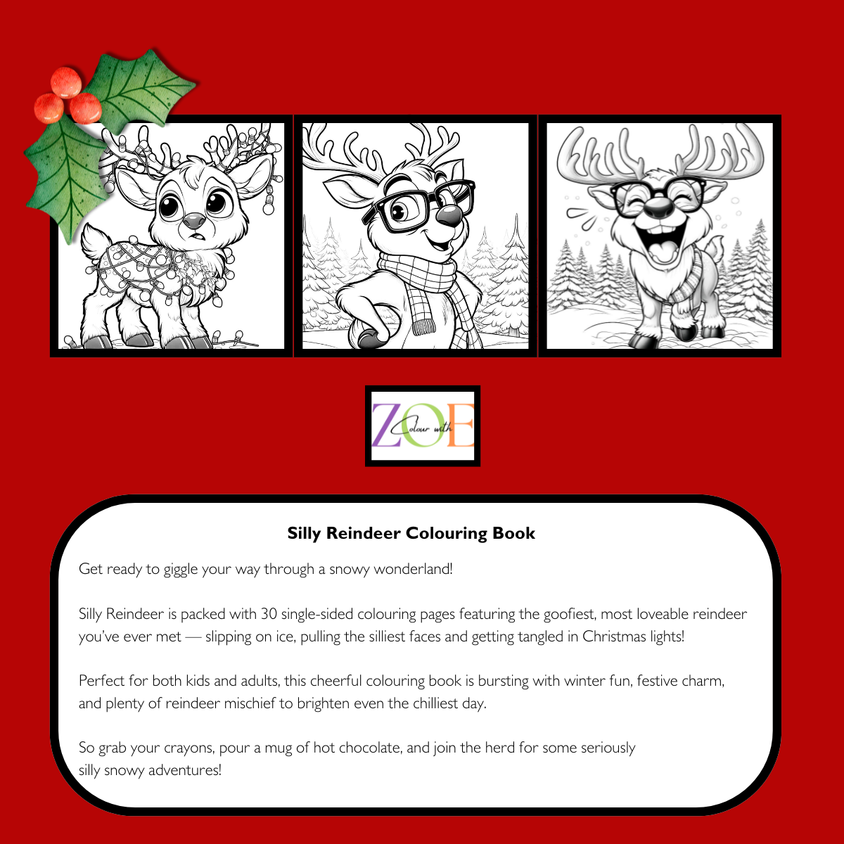 Silly Reindeer Colouring Book