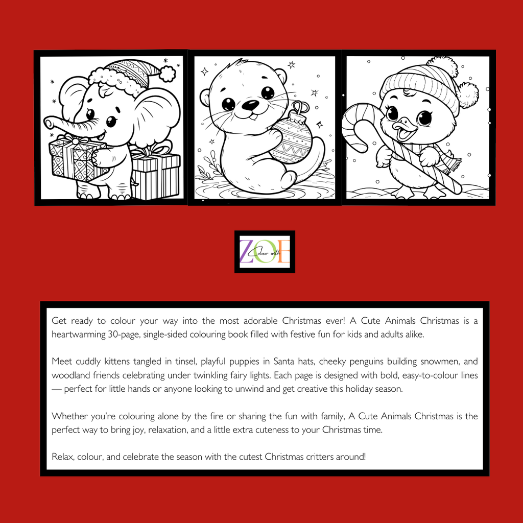 Cute Animals Christmas Colouring Book